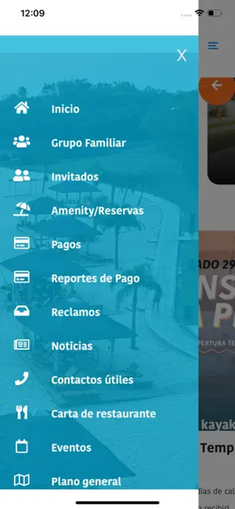 Menú de la App AguaVista